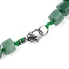 Natural Green Aventurine Hexagon Prism Graduated Beaded Necklaces for Women Men NJEW-K388-03E-3