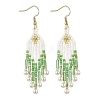 304 Stainless Steel Glass Seed Beads Arrow Dangle Earrings EJEW-MZ00554-03-3