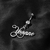 316L Stainless Steel Crystal Rhinestone Customized Letter Dangle Belly Rings FS-WG78412-01-1