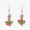 Heart Glass Wishing Bottle Pendant Necklaces and Dangle Earrings Jewelry Sets SJEW-JS00883-02-4