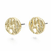 Rack Plating Hammered Alloy Stud Earring Findings PALLOY-N155-69-NR-1
