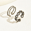 2Pcs Vintage Copper Twisted Wire Toe Adjustable Open Cuff Rings for Women QX3270-1