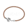 TINYSAND Rhodium Plated 925 Sterling Silver Braided Leather Bracelet Making TS-B-127-19-2