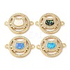 Rack Plating Brass Micro Pave Clear Cubic Zirconia Connector Charms KK-P268-18G-1