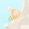 Natural Rose Quartz Finger Rings with Brass Findings G-H353-04G-06-2