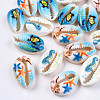 Printed Natural Cowrie Shell Beads X-SHEL-S266-21-1