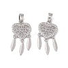 Brass Micro Pave Clear Cubic Zirconia Pendants KK-E068-VC055-2