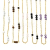 5MM Round Natural Mixed Stone Beads Brass Cable Chain Necklaces for Women NJEW-JN06378-2