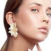 FIBLOOM 2 Sets 2 Color Alloy Flower Asymmetrical Earrings EJEW-FI0001-33-6