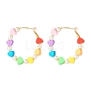 Heart & Glass Pearl Beaded Big Huggie Hoop Earrings for Women EJEW-JE04740-3