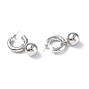 Brass Ring with Ball Dangle Stud Earrings EJEW-P214-07P-2
