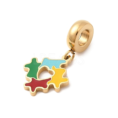 304 Stainless Steel Colorful Enamel European Dangle Charms STAS-D153-01A-G-1