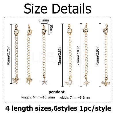 Brass Micro Pave Clear Cubic Zirconia Ends with Chain KK-HS0001-97-1