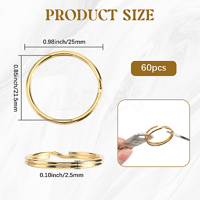 60Pcs Iron Plated Nickle Keychain Rings FIND-SP0003-35G-1