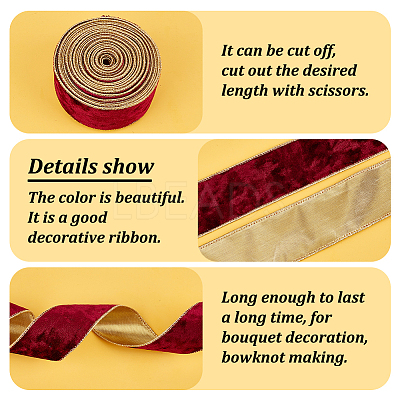 Single Face Velvet Wired Ribbon OCOR-WH0078-222B-04-1
