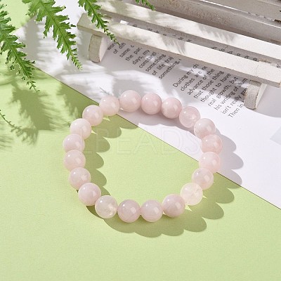 Natural Rose Quartz Bead Stretch Bracelets BJEW-K212-C-045-1