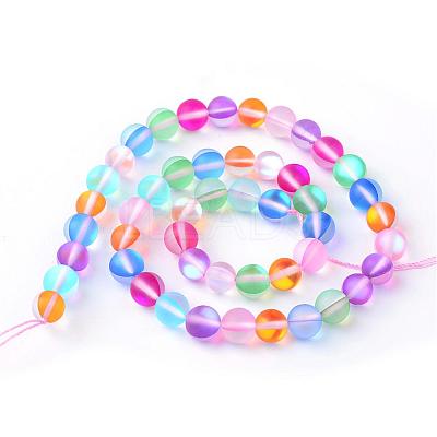 Synthetic Moonstone Beads Strands G-R375-6mm-A08-1