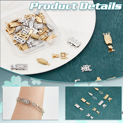 32 Sets 8 Styles Ion Plating(IP) 304 Stainless Steel Box Clasp FIND-PH0020-89-1
