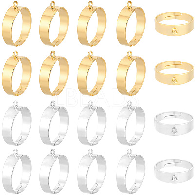 20Pcs 2 Colors Adjustable Brass Finger Rings Setting for Hanging Pendant KK-BBC0027-80-1