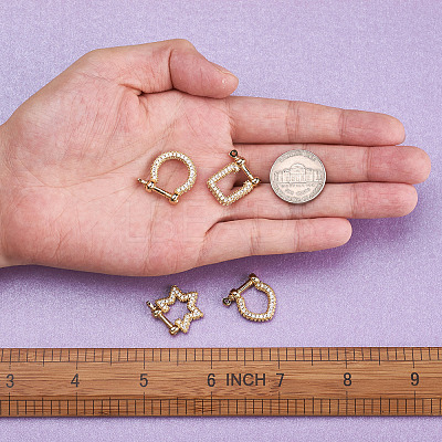 4Pcs 4 Style Brass Micro Pave Clear Cubic Zirconia D-Ring Anchor Shackle Clasps ZIRC-PJ0001-02-1