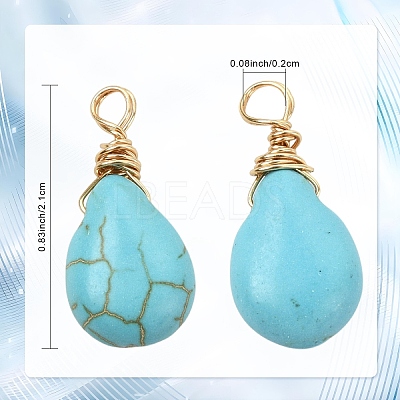 30Pcs Dyed Synthetic Turquoise Pendants PALLOY-YW00132-1