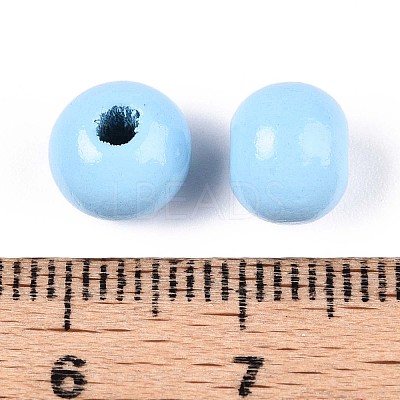 Spray Painted Round Natural Schima Wood Beads LS-WOOD-A018-8mm-18-1