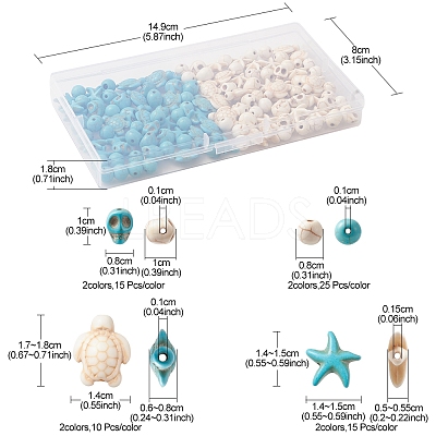 130Pcs 8 Styles Dyed Synthetic Turquoise Beads G-FS0005-69-1