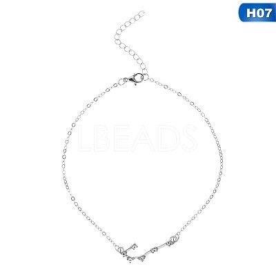 Twelve Constellation Alloy Crystal Rhinestone Link Chain Anklets for Women FS-WG97E4C-16-1