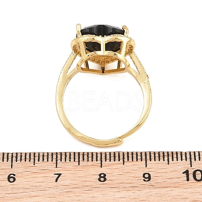 Heart Brass Micro Pave Cubic Zirconia Cuff Open Rings for Women CU-CBA0A21-02G-1