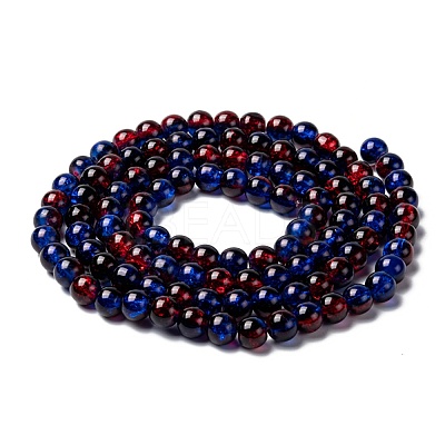 Spray Painted Crackle Glass Beads Strands CCG-Q002-8mm-12-1