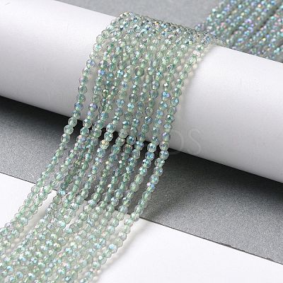 Electroplate Transparent Glass Beads Strands GLAA-H021-01A-FR07-1