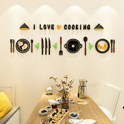 3D Tableware Theme Acrylic Self-adhesion Mirror Wall Stickers EL-TAC0001-11-1