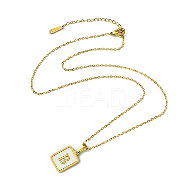 Ion Plating(IP) Rectangle with Initial Letter 304 Stainless Steel Pendant Necklace NJEW-R265-04G-B-1