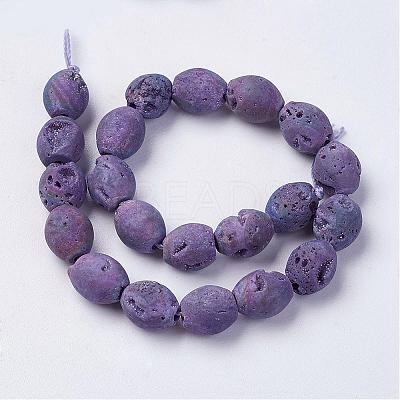 Electroplated Natural Druzy Geode Agate Bead Strands G-P251-E03-1