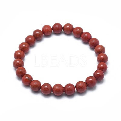 Natural Red Jasper Bead Stretch Bracelets BJEW-K212-C-012-1
