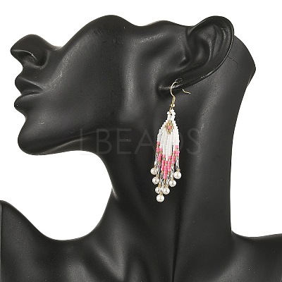 304 Stainless Steel Glass Seed Beads Arrow Dangle Earrings EJEW-MZ00554-02-1
