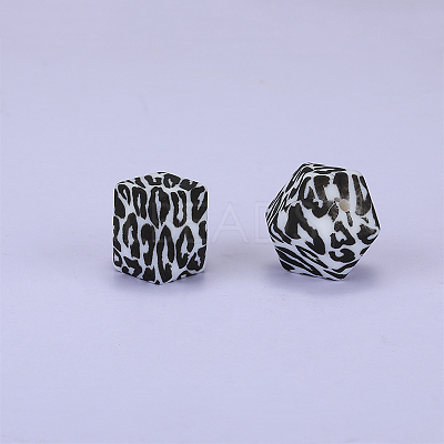 Colorful Pattern Printed Silicone Focal Beads SI-JX0022A-06-1
