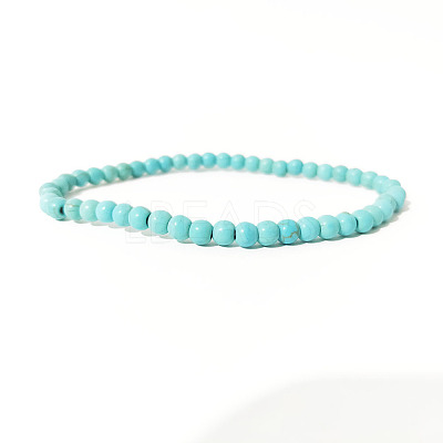 4mm Round Synthetic Turquoise Beads Bracelet for Men LS-KG3069-36-1