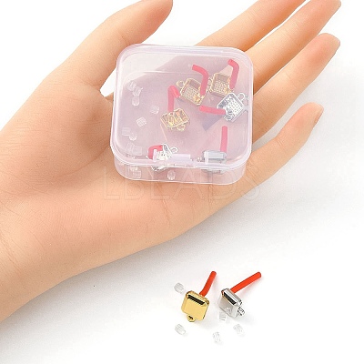 8Pcs 2 Color Rack Plating Alloy Square Stud Earring Findings FIND-YW0003-80-1