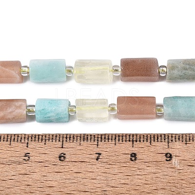 Natural Lemon Quartz & Flower Amazonite & Sunstone Beads Strands G-Q614-01A-06-1