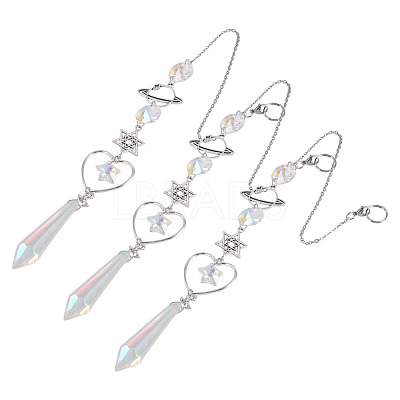 3Pcs Alloy Planet Star Hanging Ornaments HJEW-TA00368-1