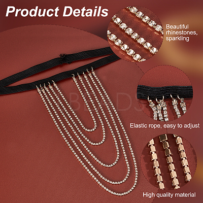 Tassel Alloy Crystal Rhinestone Thigh Chain for Women AJEW-WH0554-38A-1
