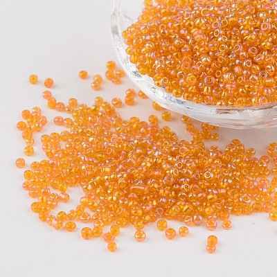 Round Transparent Colors Rainbow Glass Seed Beads X-SEED-A007-2mm-169-1