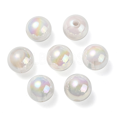 UV Plating Rainbow Iridescent Acrylic Beads OACR-F004-04D-1