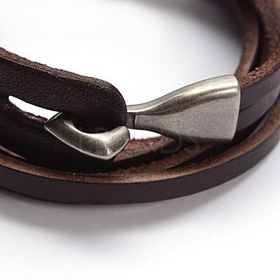 3-Loop Cowhide Leather Wrap Bracelets BJEW-F173-05B-1