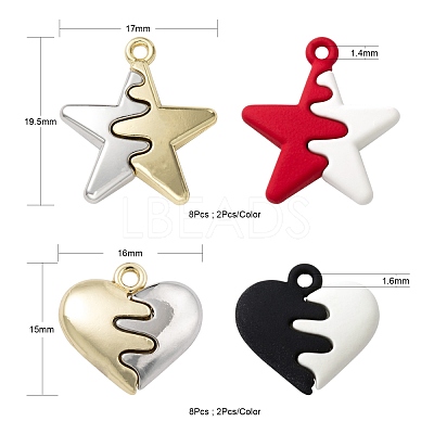 16Pcs 8 Style Spray Painted Alloy Pendants FIND-LS0001-63-1