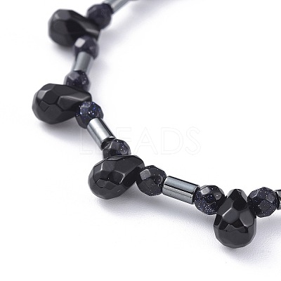 Non-magnetic Synthetic Hematite Beads Stretch Bracelets BJEW-JB04659-03-1