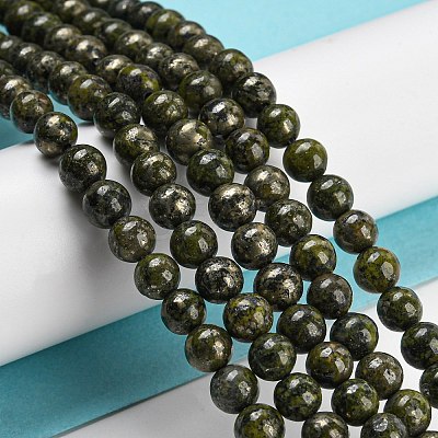 Natural Green Epidote with Pyrite Beads Strands G-G013-B02-01-1