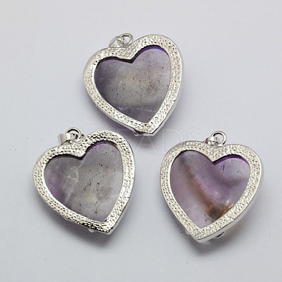 Heart Natural Amethyst Pendants GP356-4-1