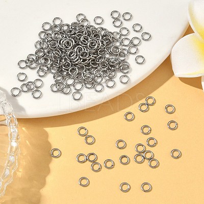 Tarnish Resistant 304 Stainless Steel Open Jump Rings X-STAS-Q186-02-4x0.7mm-1